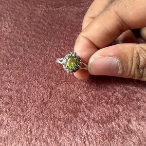 925 Silver and Green Peridot Gemstone Ring